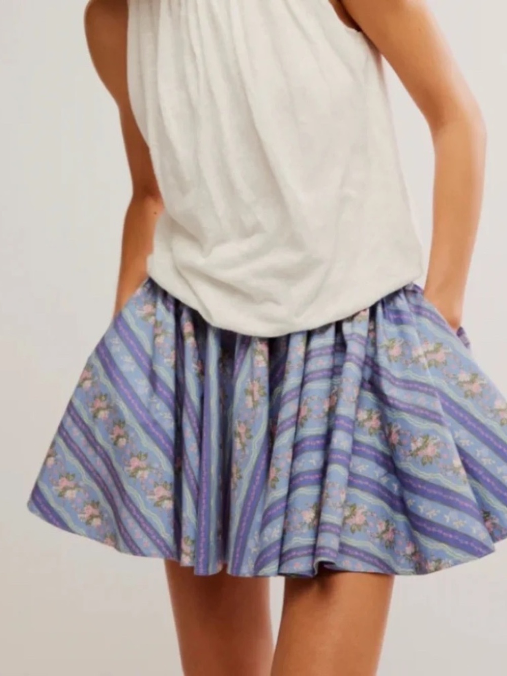 NEW WITH TAG! Free People Size Medium M Purple Floral Gaia Mini Skirt lot6468